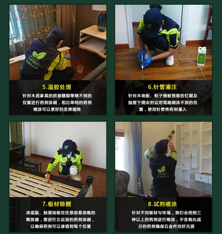 溢膠處理，針管灌注，板材除醛，試劑噴涂